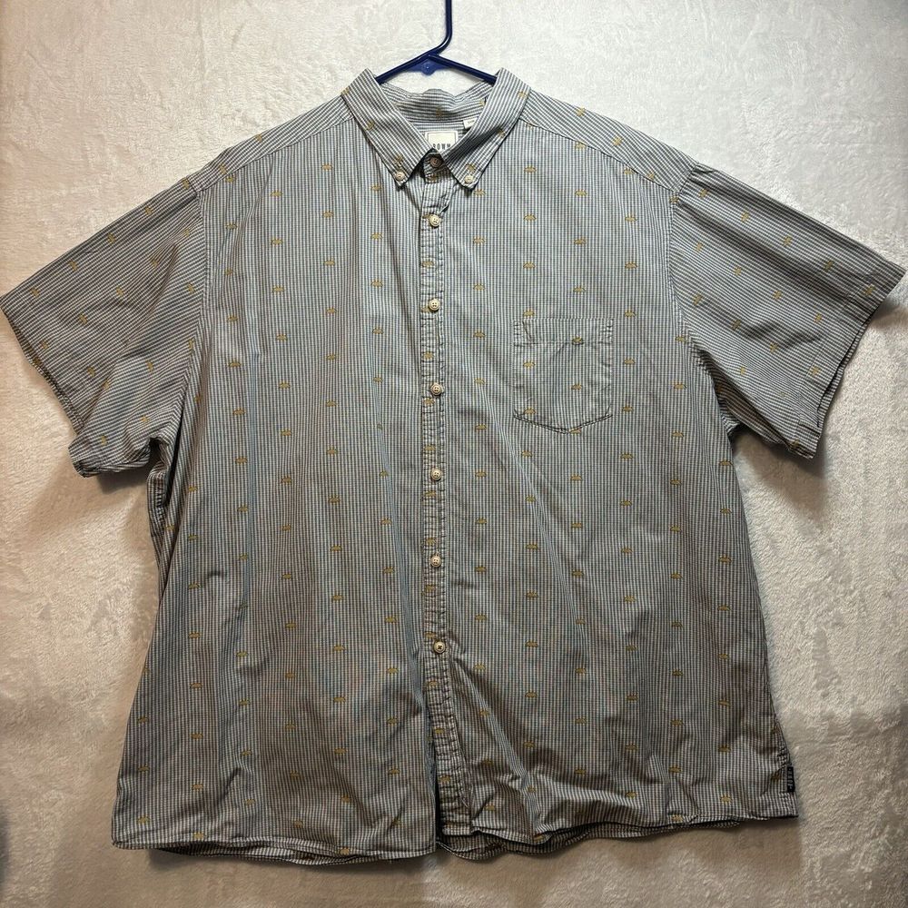 Rowm Button Down Shirt Gray Short Sleeve 100% Cotton Textured Taco Shirt 3XB
